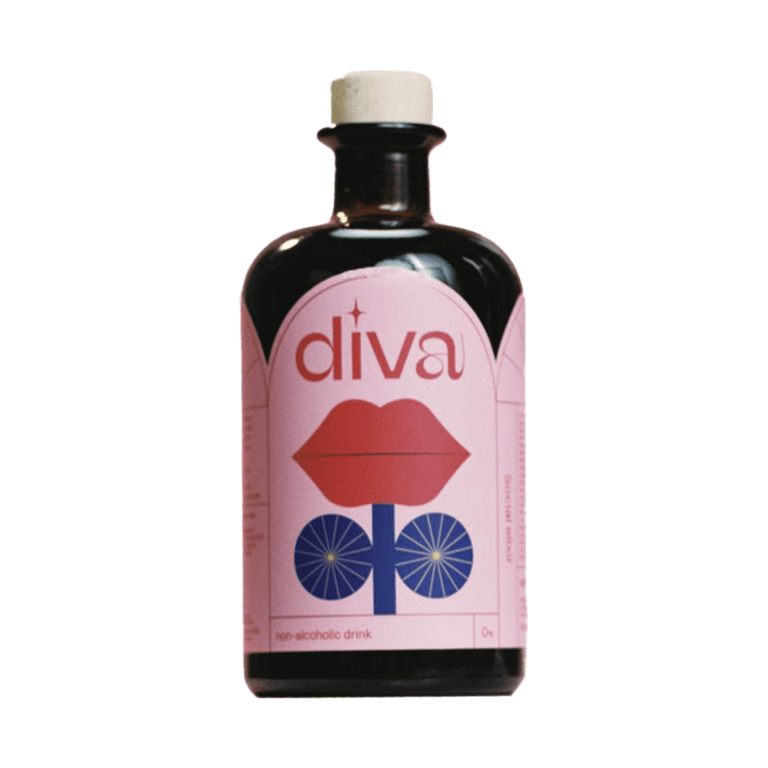 Diva mushroom drink syrup bottle, Non alcoholic aperitivo