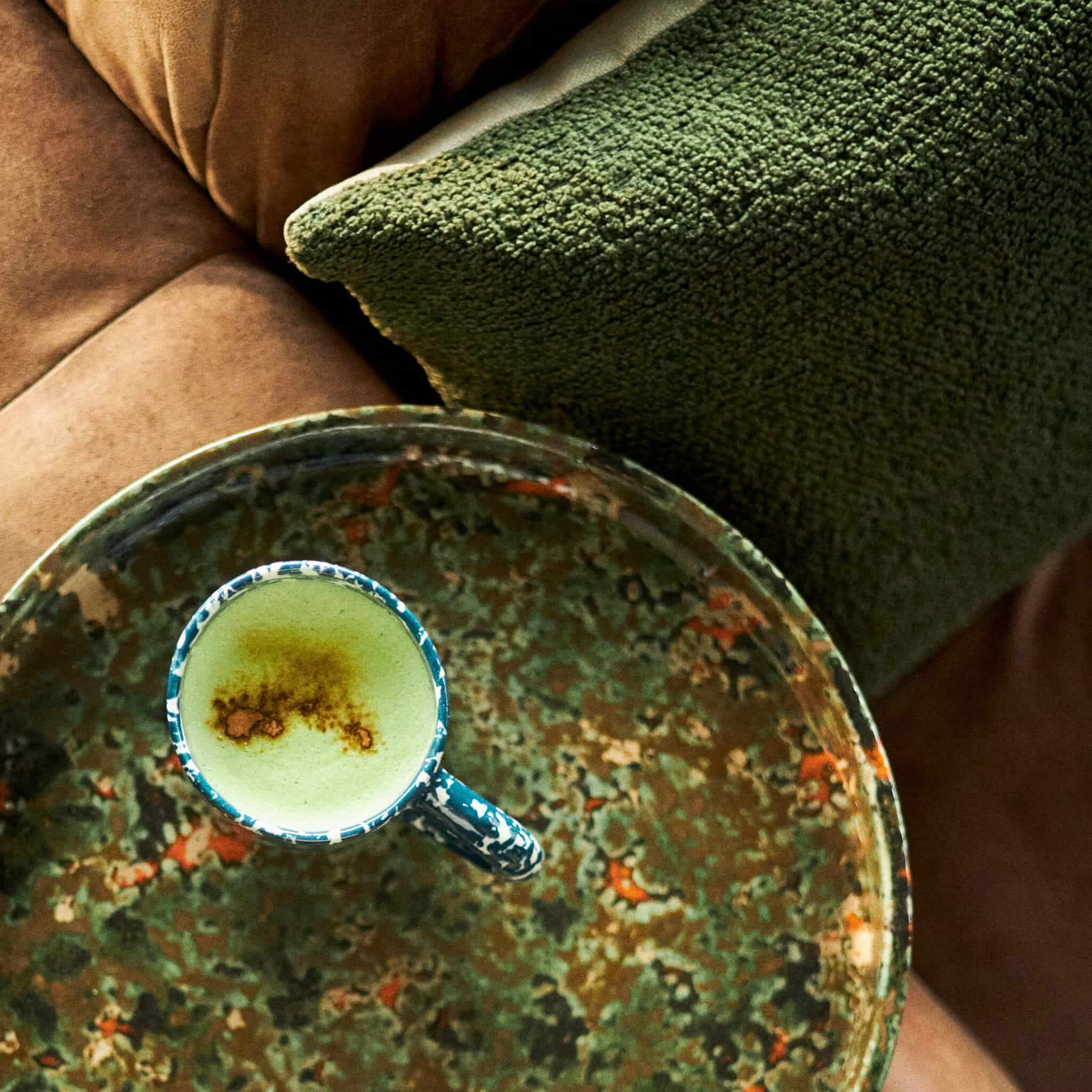 matcha latte in a cup